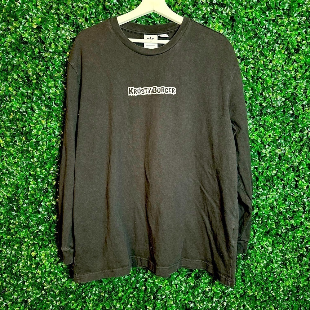 VTG Adidas Originals The Simpsons Krusty Burger Black Long Sleeve Size XL